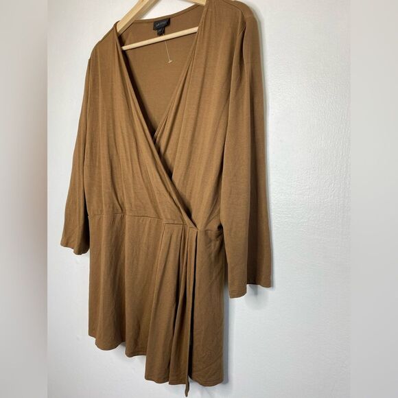 NWOT J.Jill Cross over Brown Women's Top Size Large - Picture 3 of 6